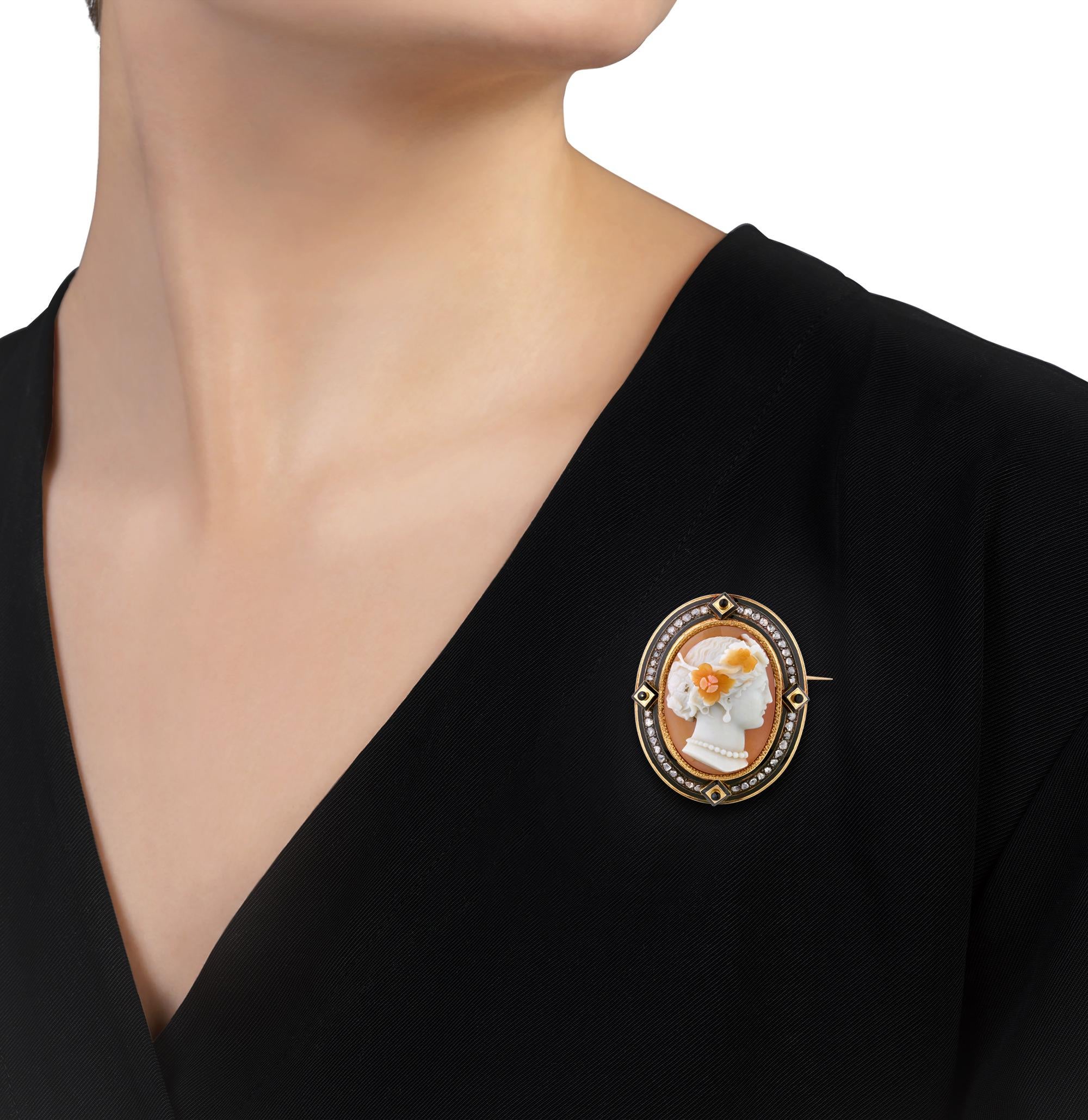 Victorian French Cameo Brooch For Sale