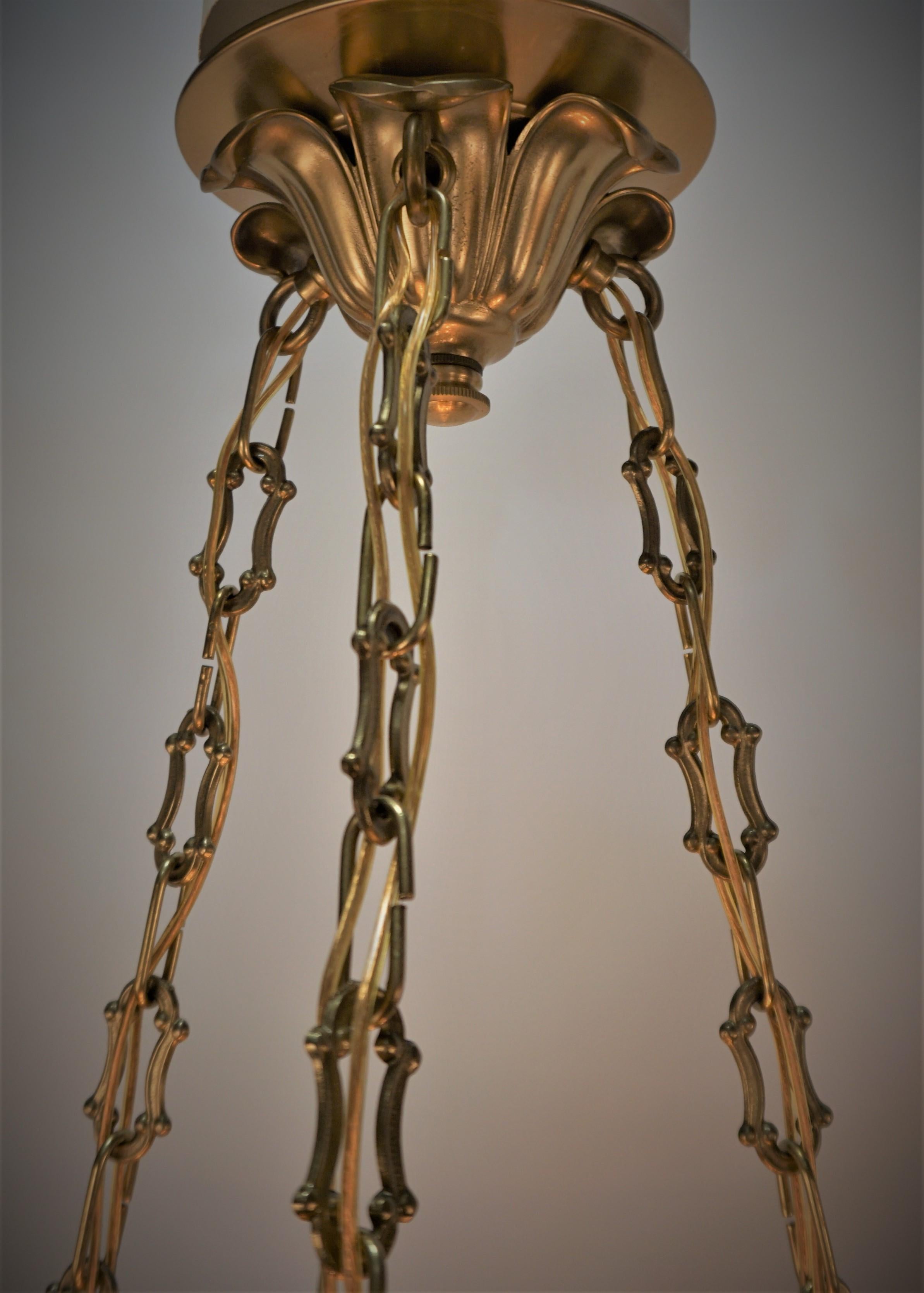 French Cameo Glass and Bronze Chandelier 3