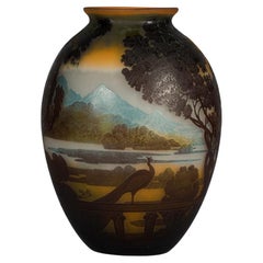 French Cameo Glass Lac-de-como Vase, Galle, circa 1910