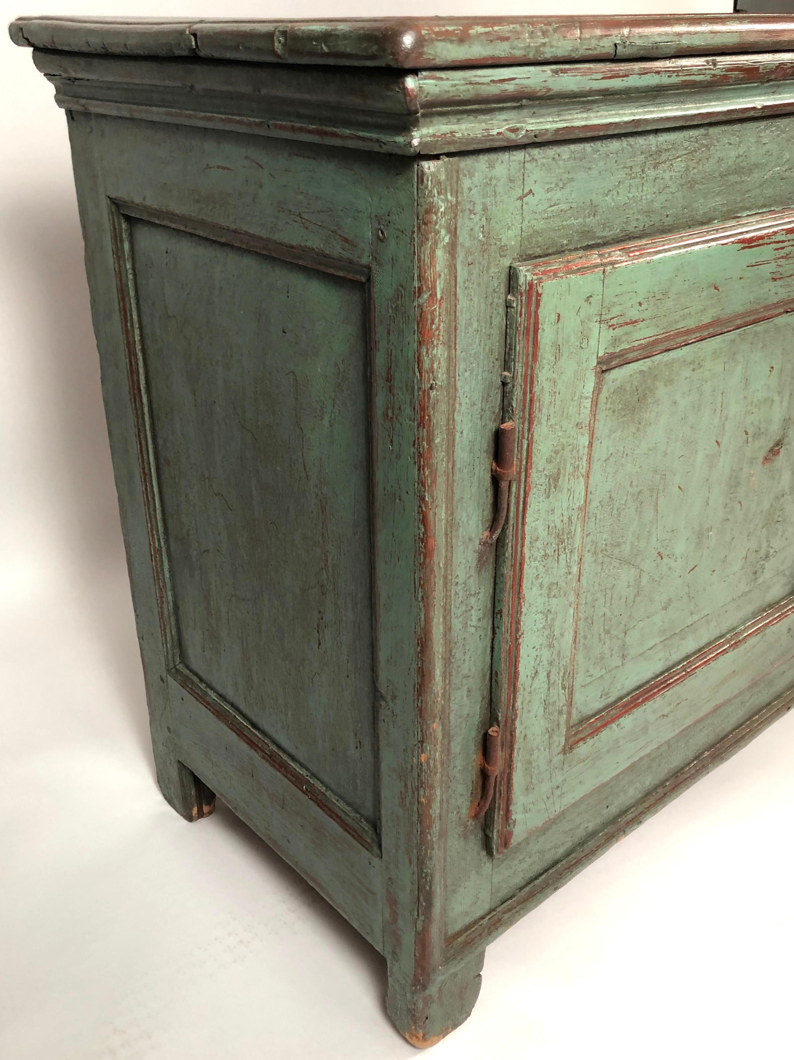 French Canadian Green Painted Country Side Cabinet 4