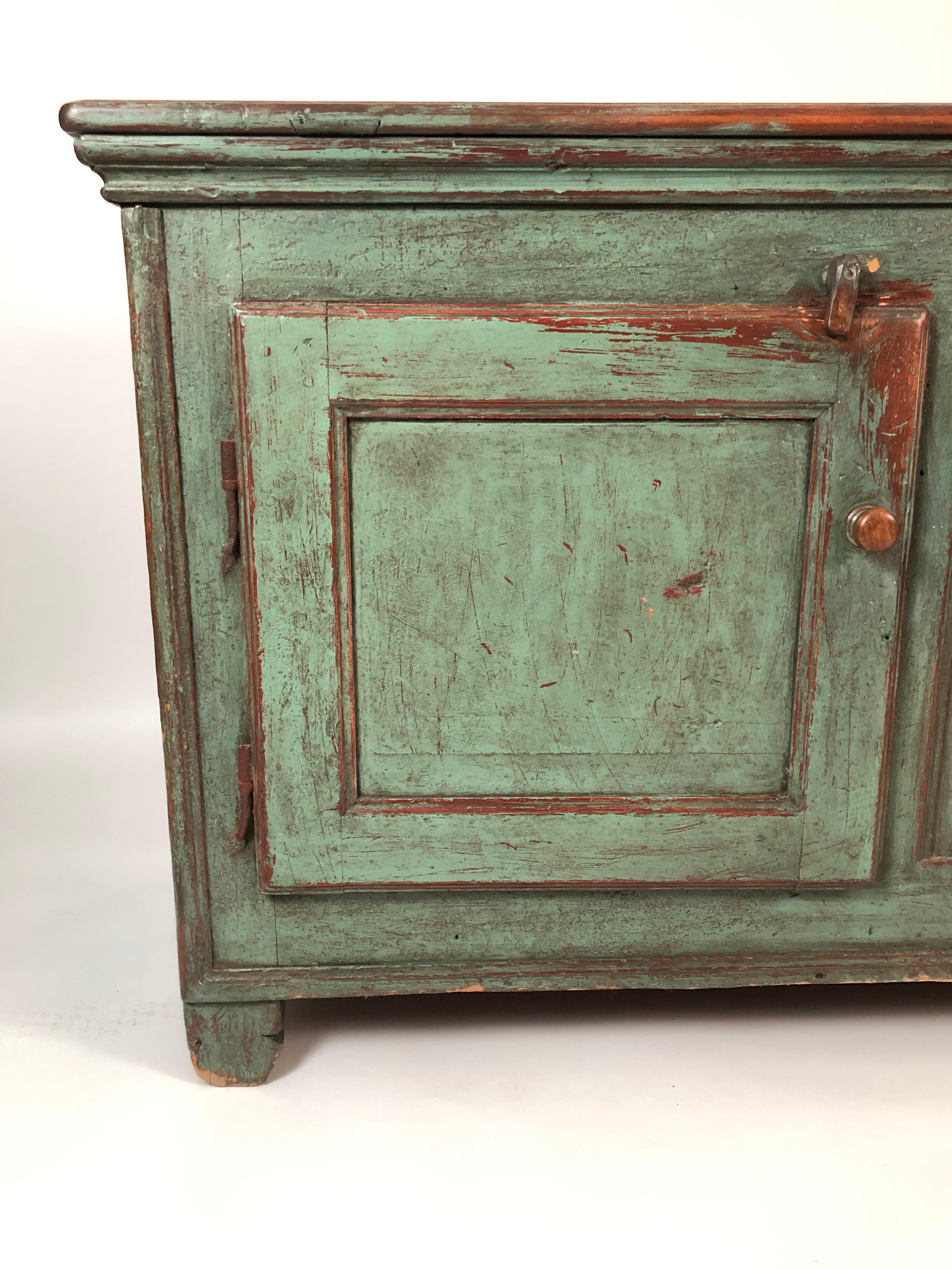 French Canadian Green Painted Country Side Cabinet 5