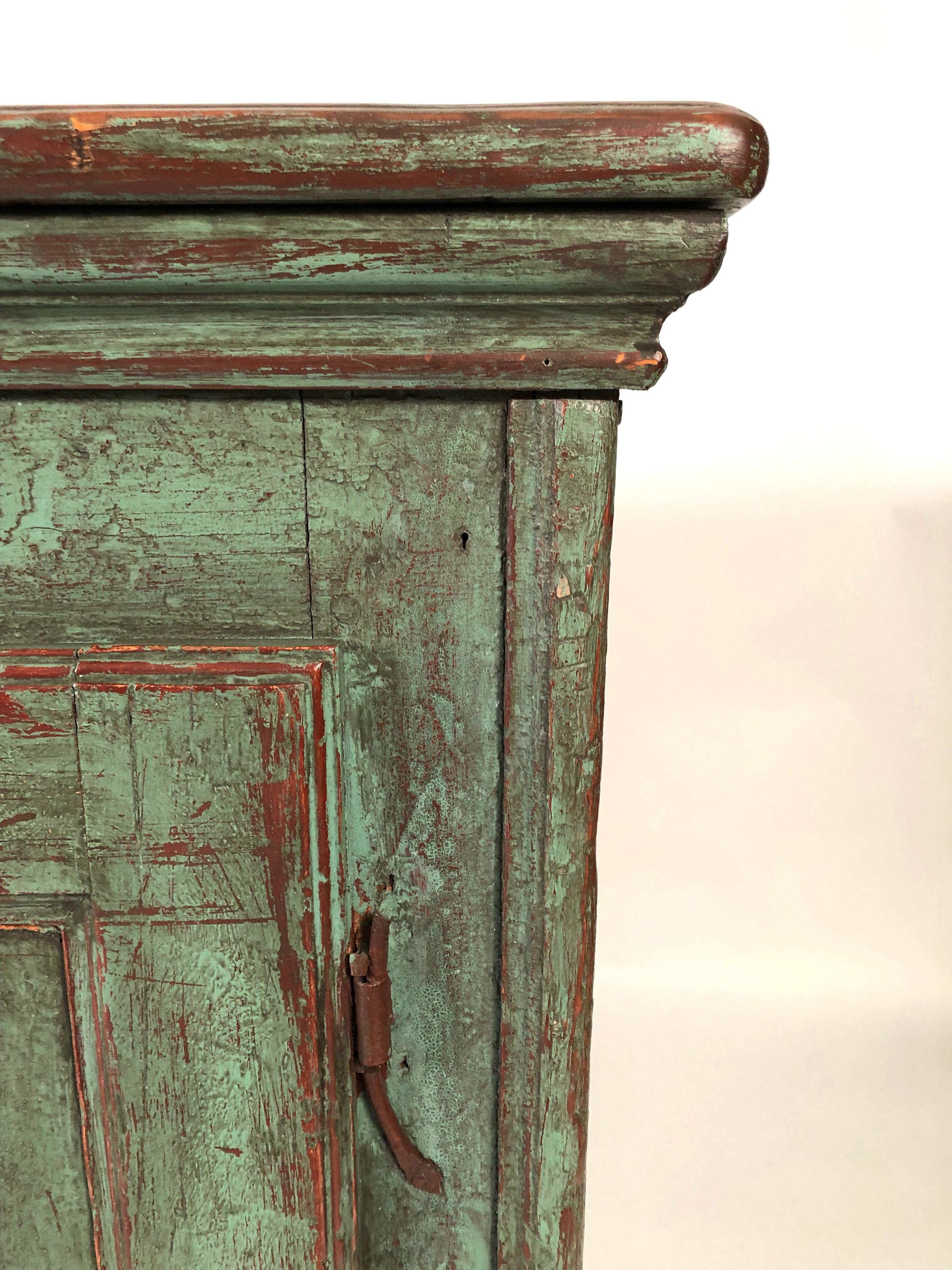 French Canadian Green Painted Country Side Cabinet 6