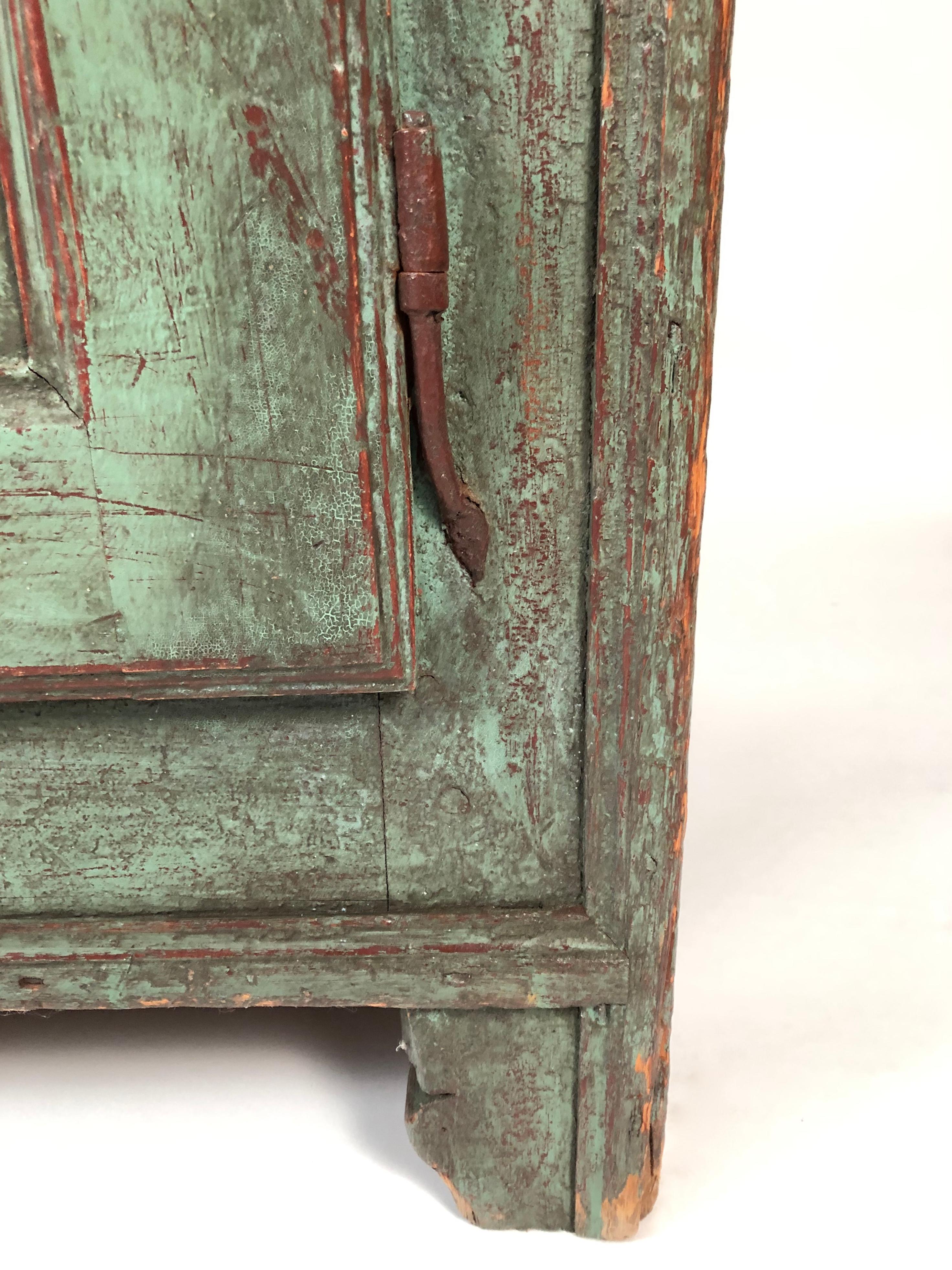 French Canadian Green Painted Country Side Cabinet 7