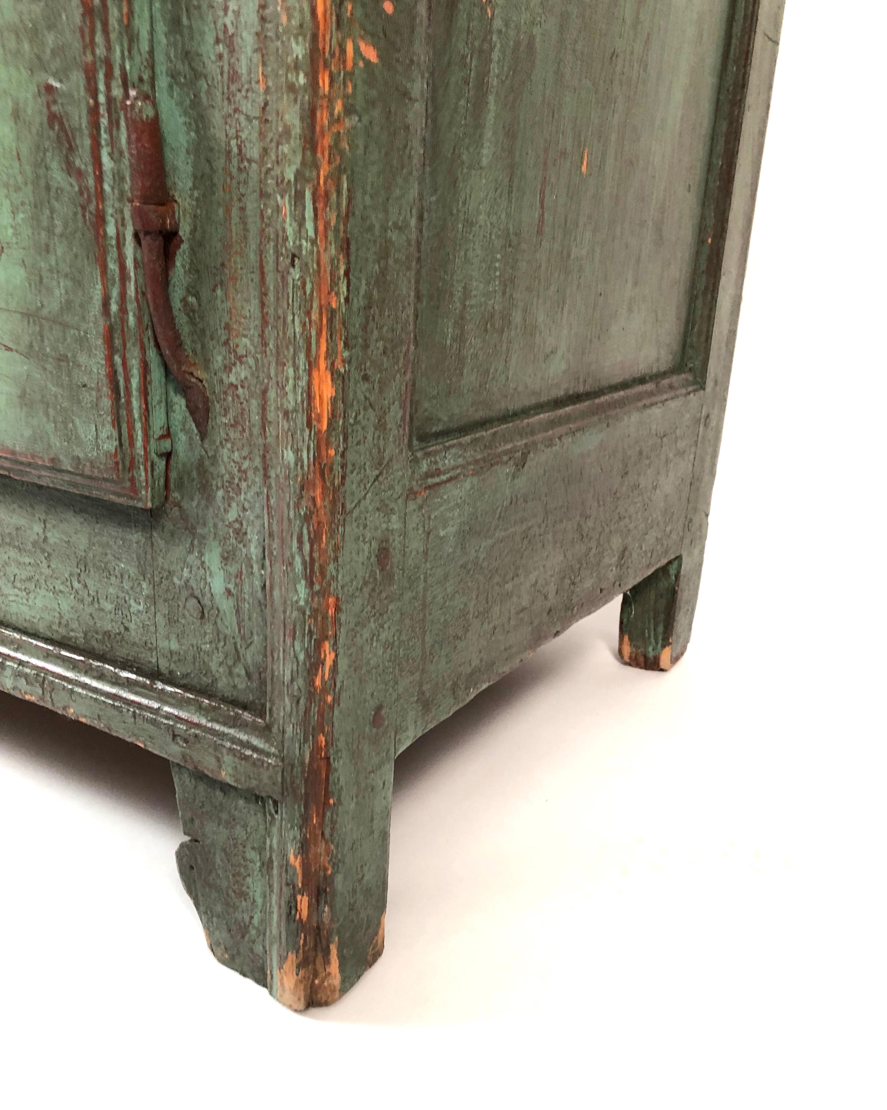 French Canadian Green Painted Country Side Cabinet 8