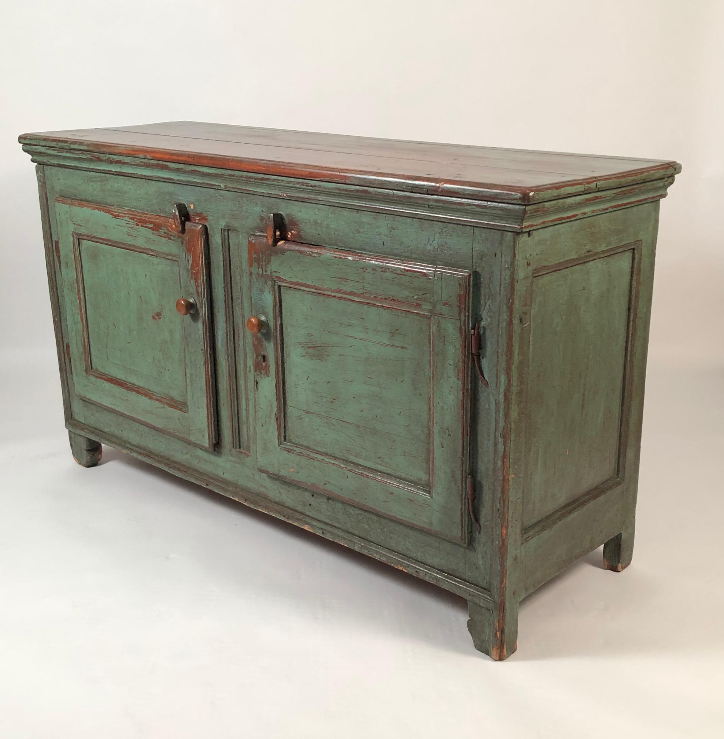 antique green cabinets