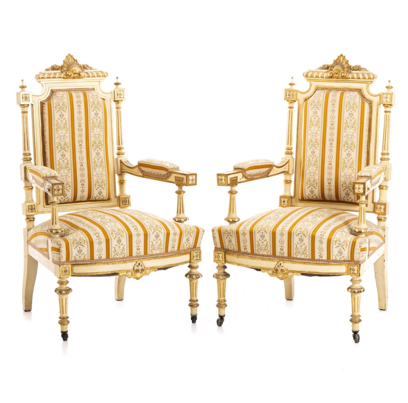 French FRENCH CANAPÉ AND PAIR OF CHAIRS STYLE LOUIS XVI 19th Century For Sale