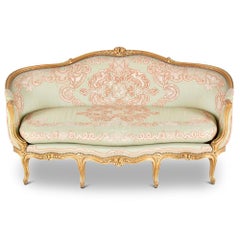 French Canapé Settee with Carved Gilt Frame