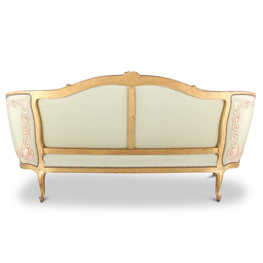 French Canapé Settee with Carved Gilt Frame In Good Condition In Vancouver, British Columbia