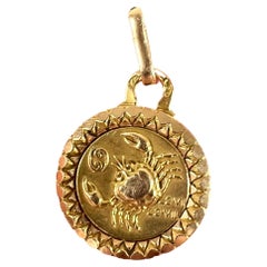French Cancer Zodiac Starsign 18K Yellow Gold Perroud Charm Pendant
