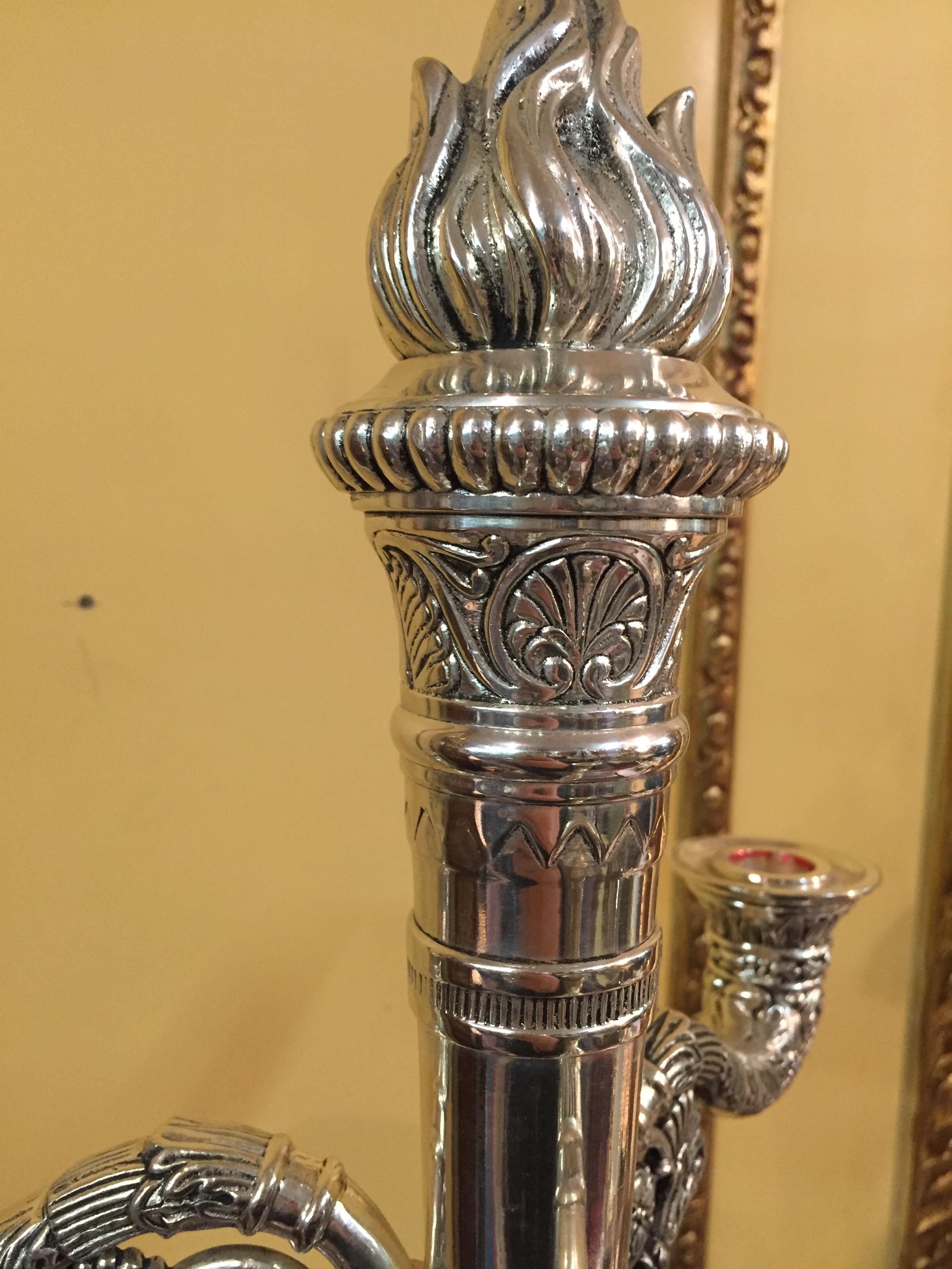 French Candelabra in Empire Style silver For Sale 5