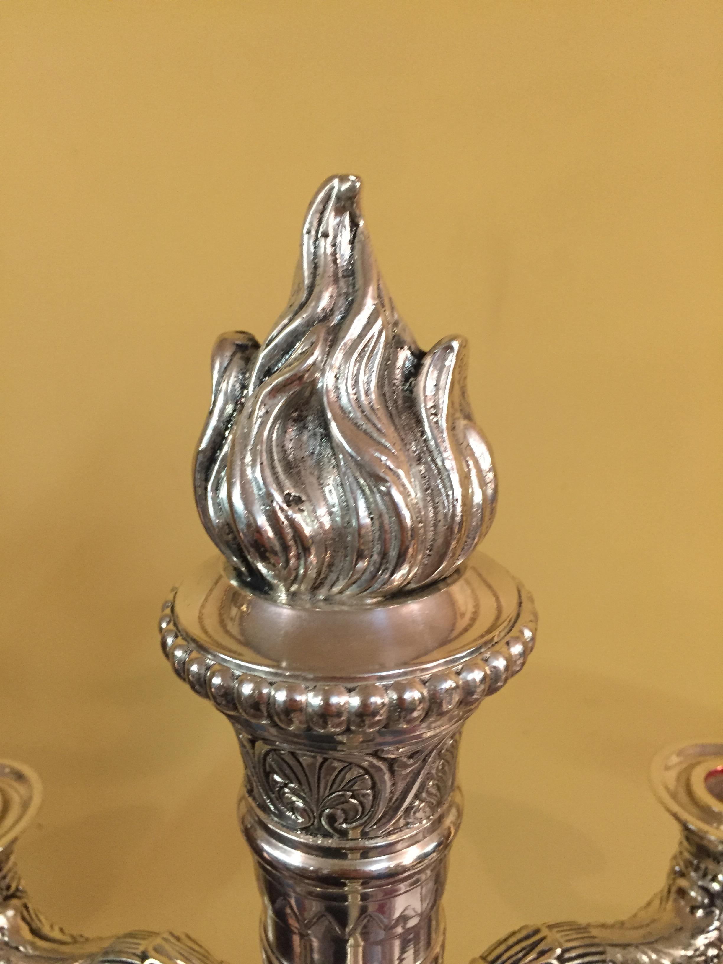 French Candelabra in Empire Style silver For Sale 6