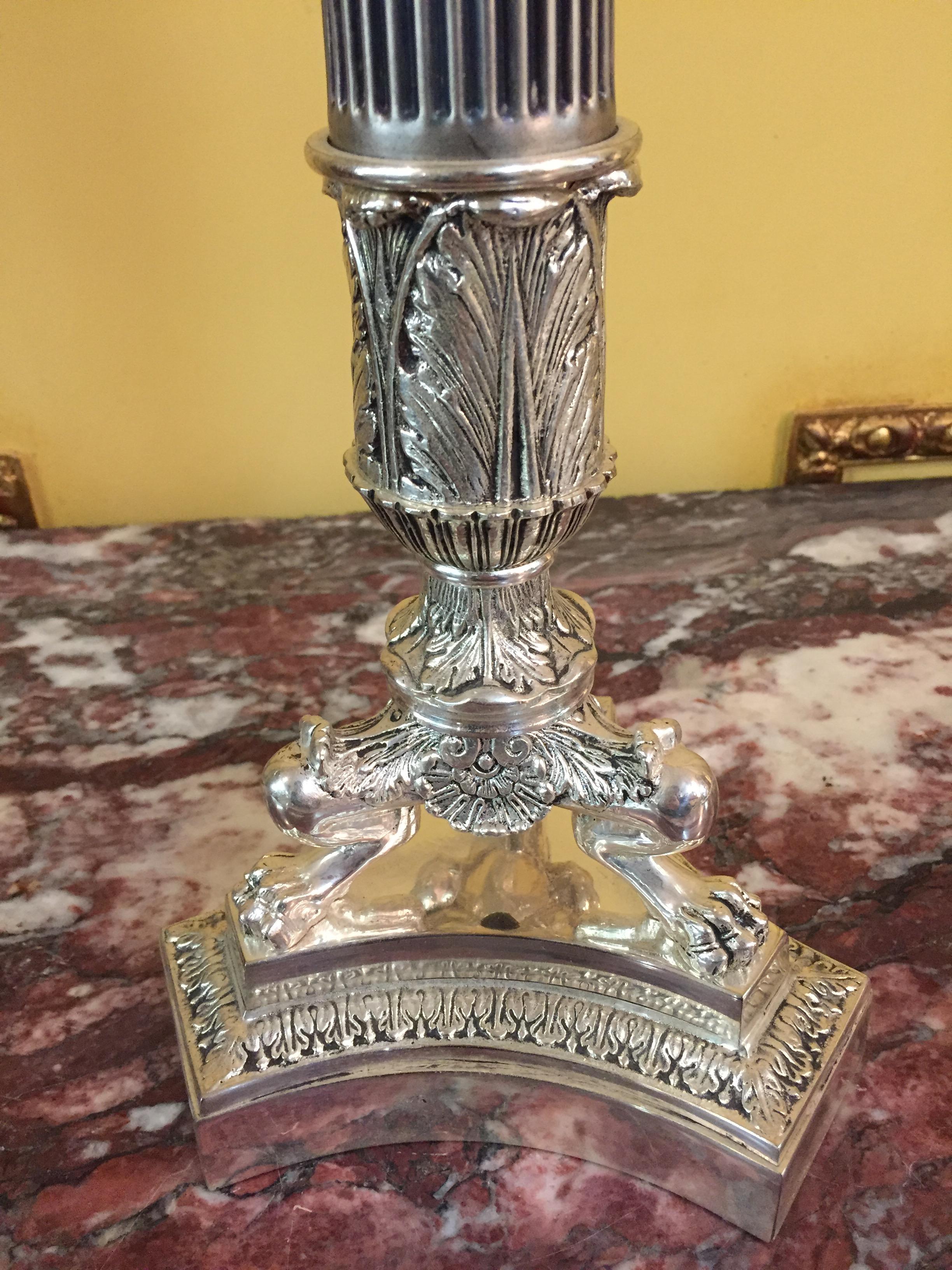 Candelabro francese in argento in stile Impero in vendita 6