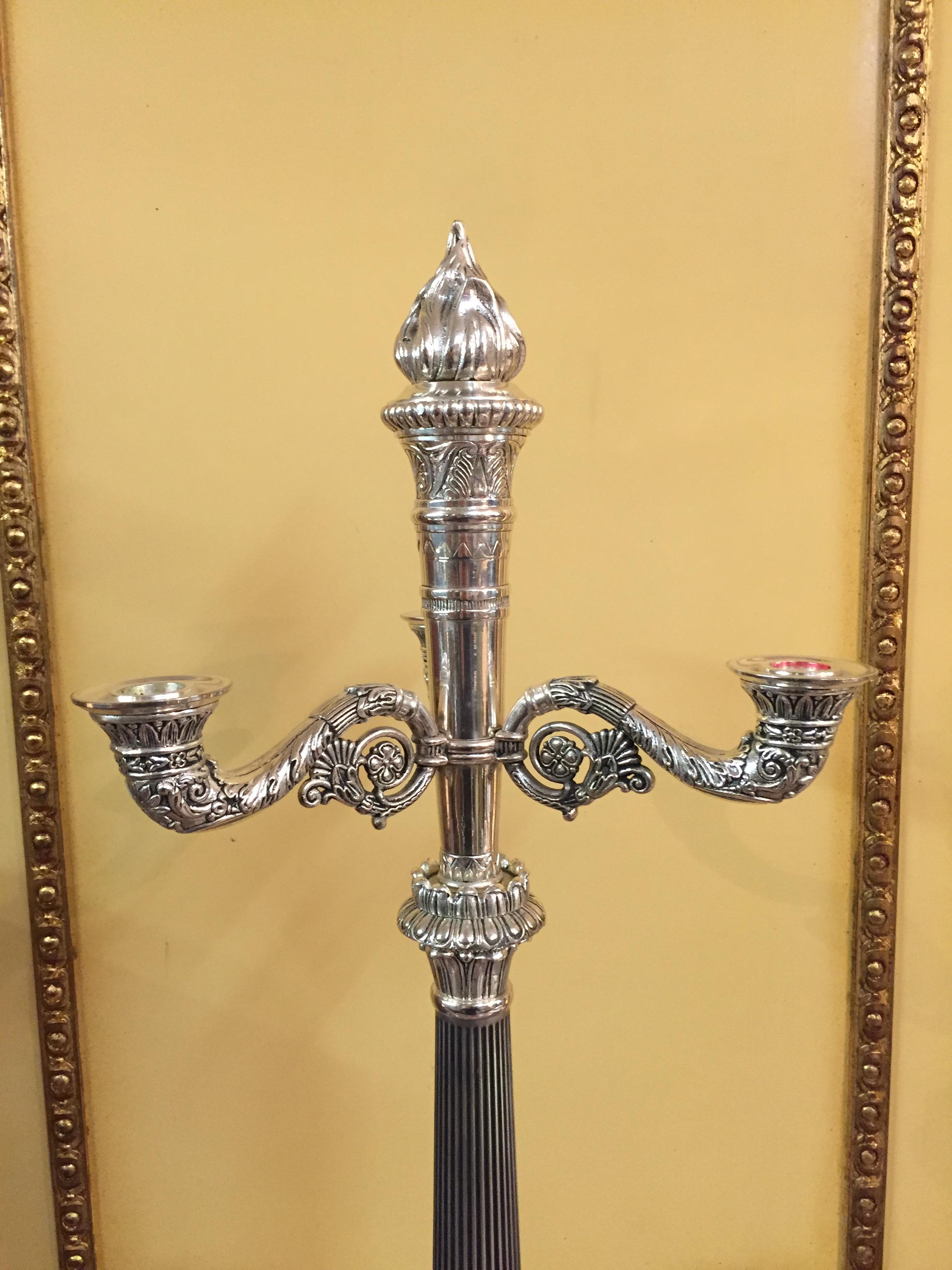 French Candelabra in Empire Style silver In Good Condition For Sale In Berlin, DE