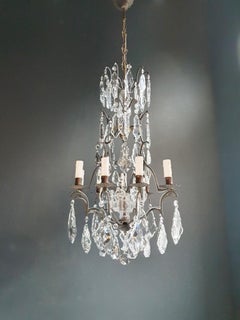 French Candelabrum Black Crystal Antique Chandelier Ceiling Lustre Art Nouveau