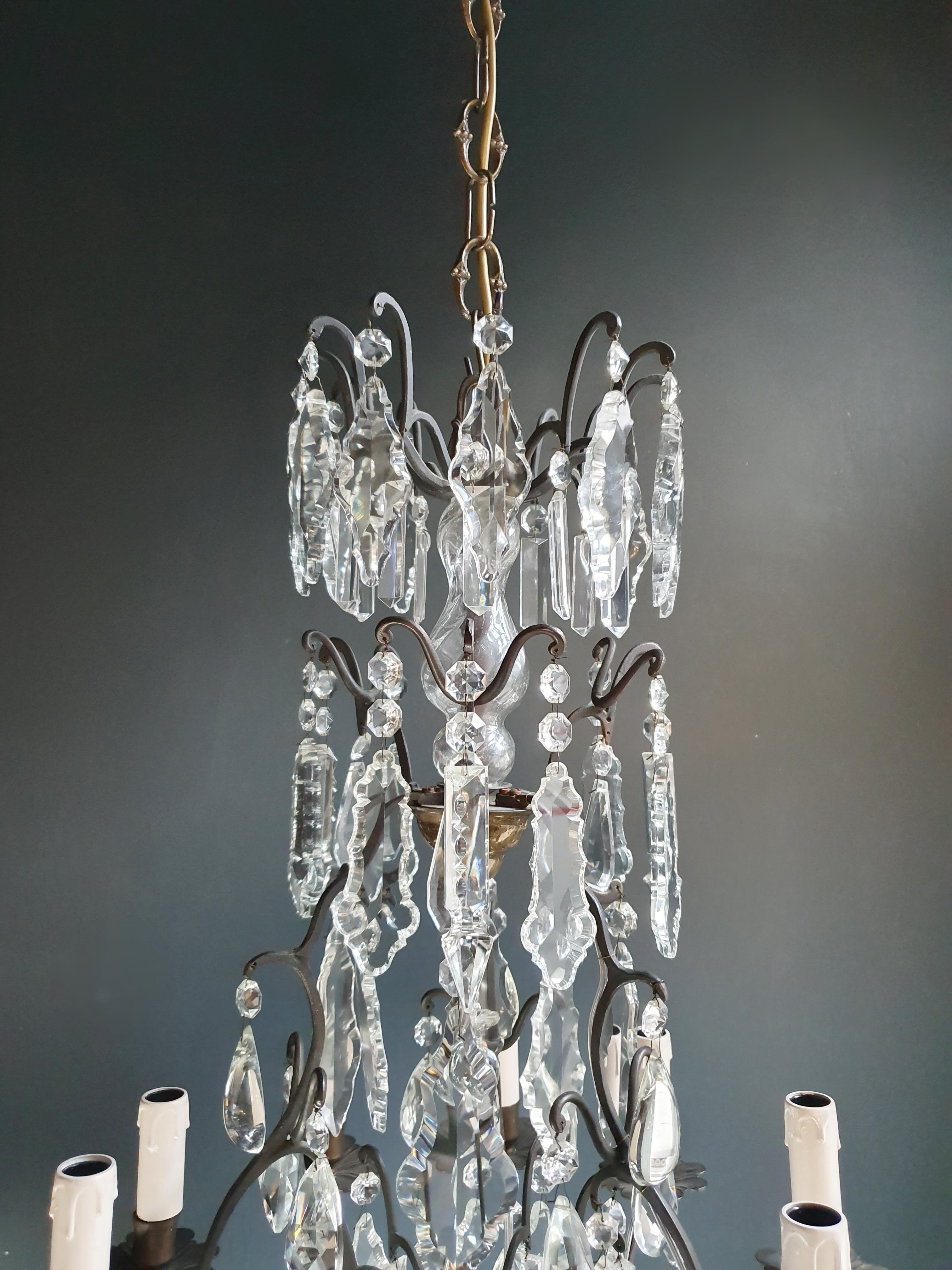 18th Century and Earlier French Candelabrum Black Crystal Antique Chandelier Ceiling Lustre Art Nouveau