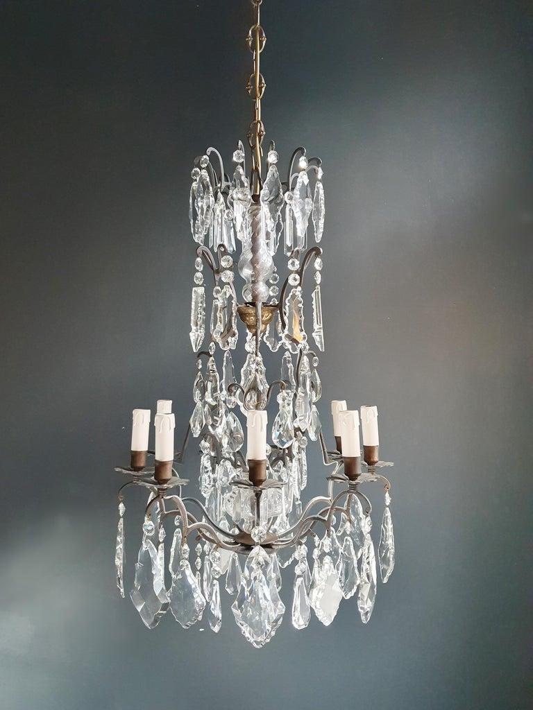 18th Century and Earlier French Candelabrum Black Crystal Antique Chandelier Ceiling Lustre Art Nouveau For Sale