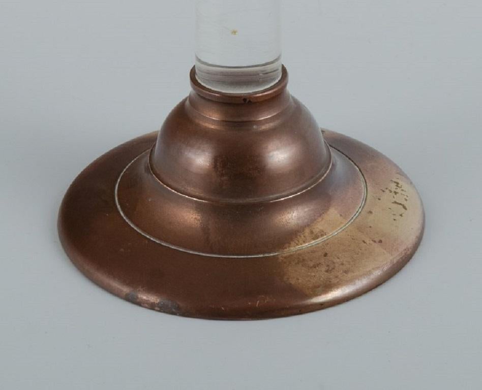 French Candle Holder in Brass and Clear Glass in a Modernist Design In Excellent Condition For Sale In Copenhagen, DK