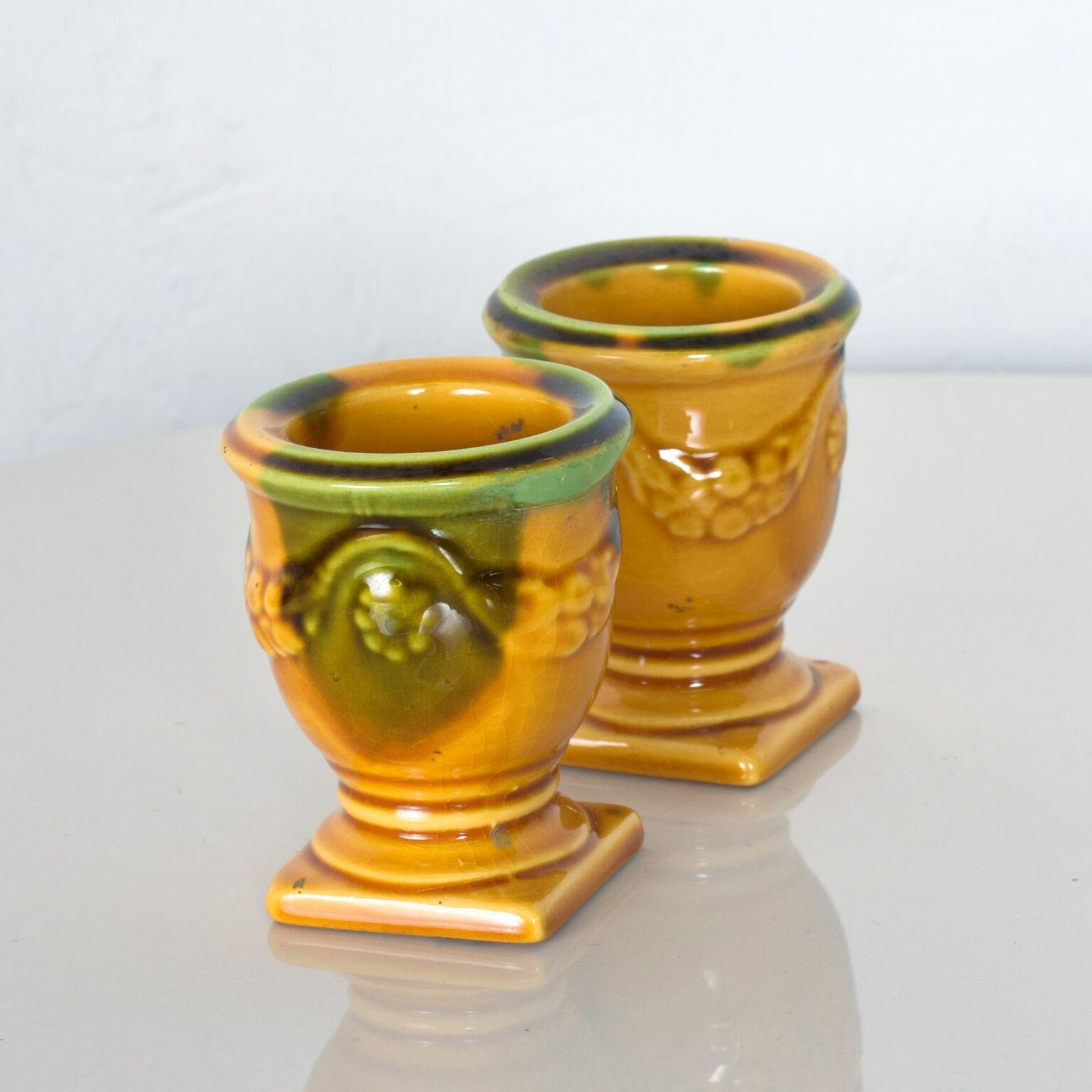 Mid-Century Modern 1960s French Candle Holders Ceramic Point a la Ligne Paris, France 