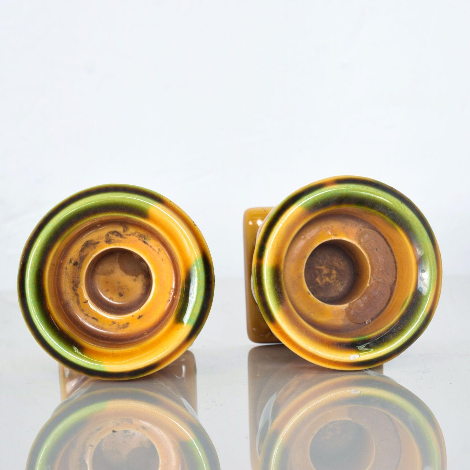 Mid-20th Century 1960s French Candle Holders Ceramic Point a la Ligne Paris, France 