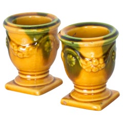 1960s French Candle Holders Ceramic Point a la Ligne Paris, France