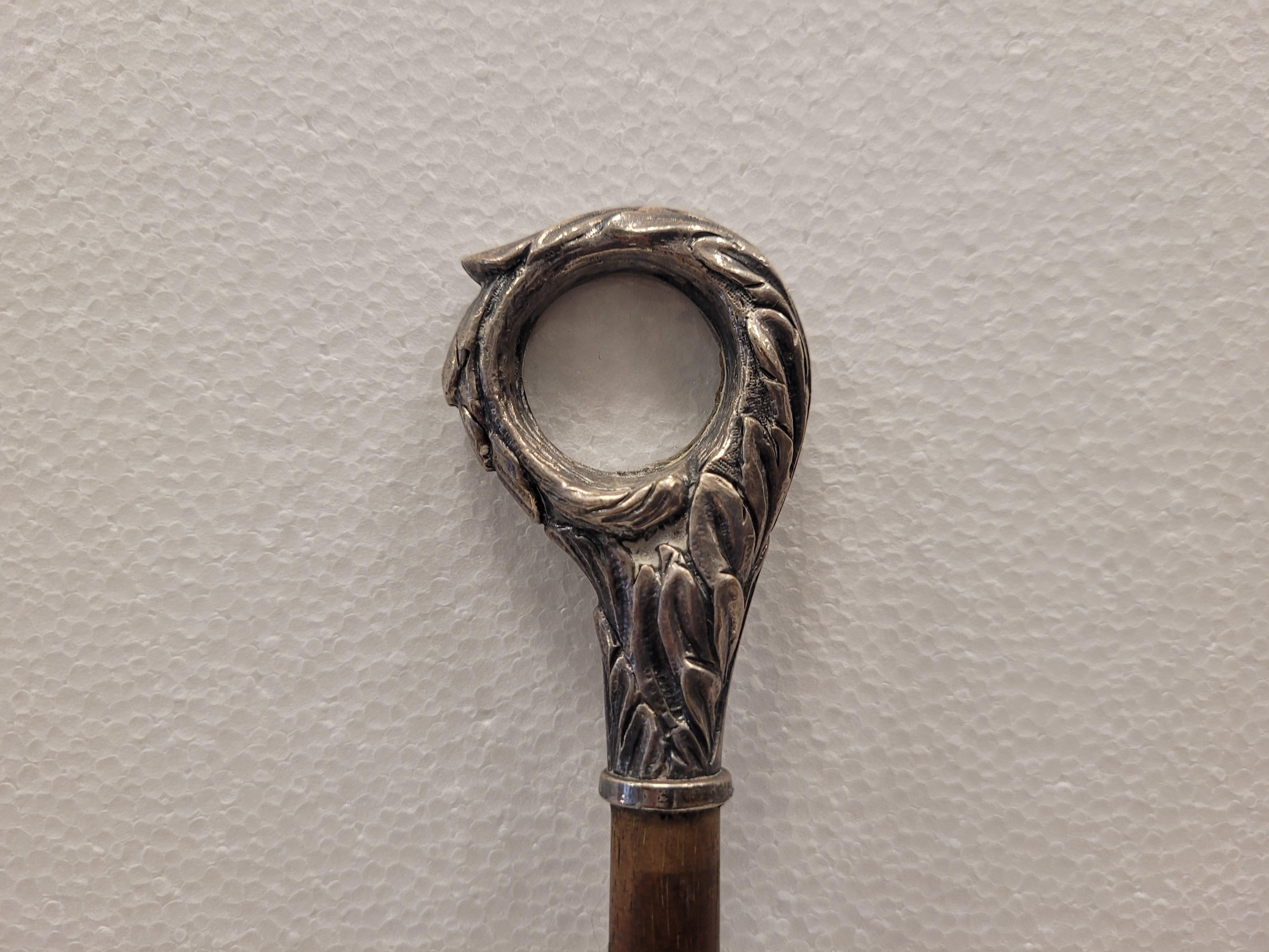 French Cane and magnifying glass in silver and good 6