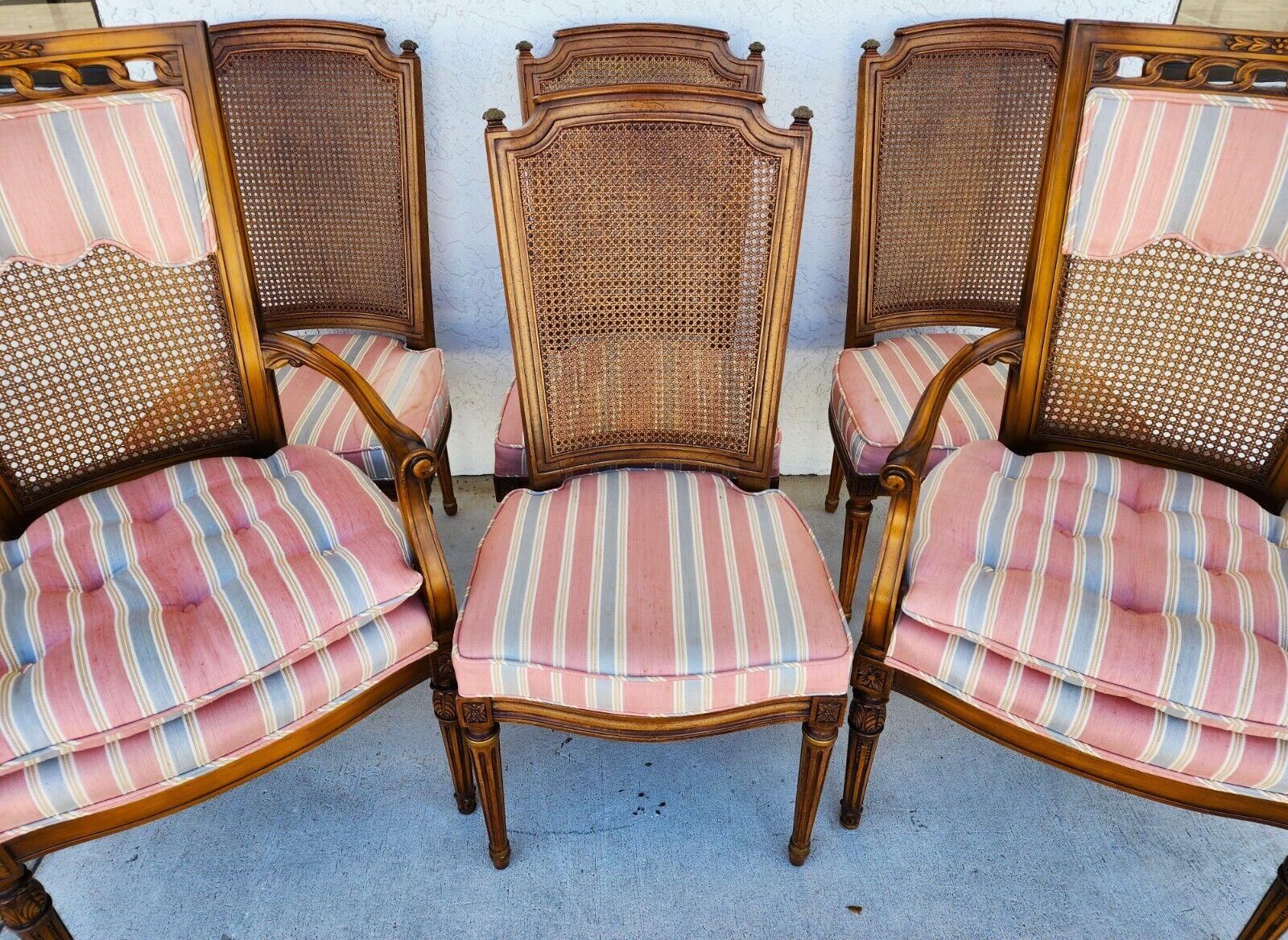 For FULL item description click on CONTINUE READING at the bottom of this page.

Offering one of our recent Palm Beach Estate Fine Furniture Acquisitions Of A 
Set of 6 French cane back dining chairs vintage 
Set includes 2 arm and 4 side