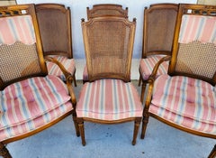 French Cane Back Dining Chairs Vintage Set of 6