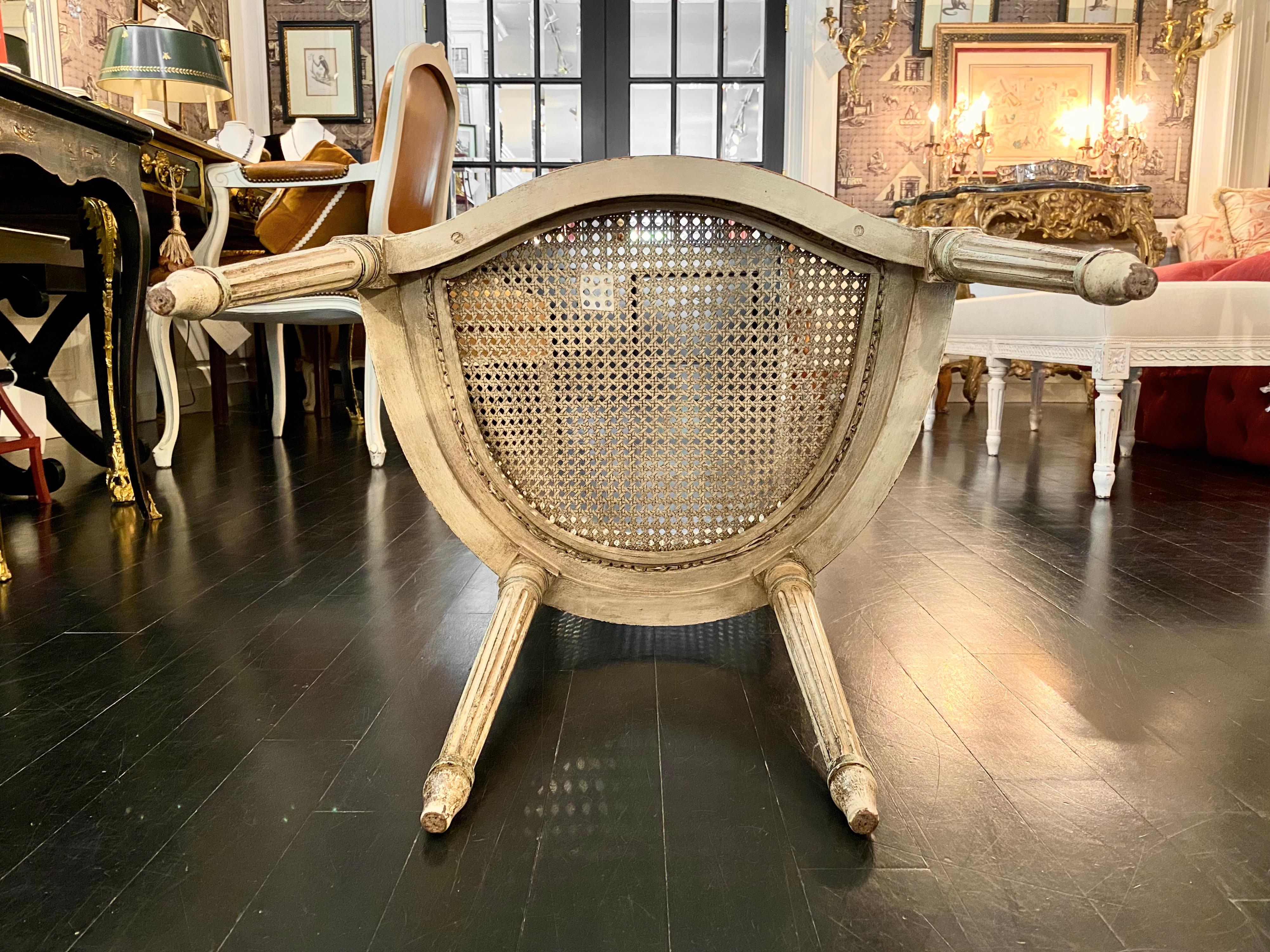 French Cane Back Louis XVI, Directoire Style Desk Armchair 13