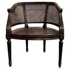 French Cane Back Louis XVI, Directoire Style Desk Armchair