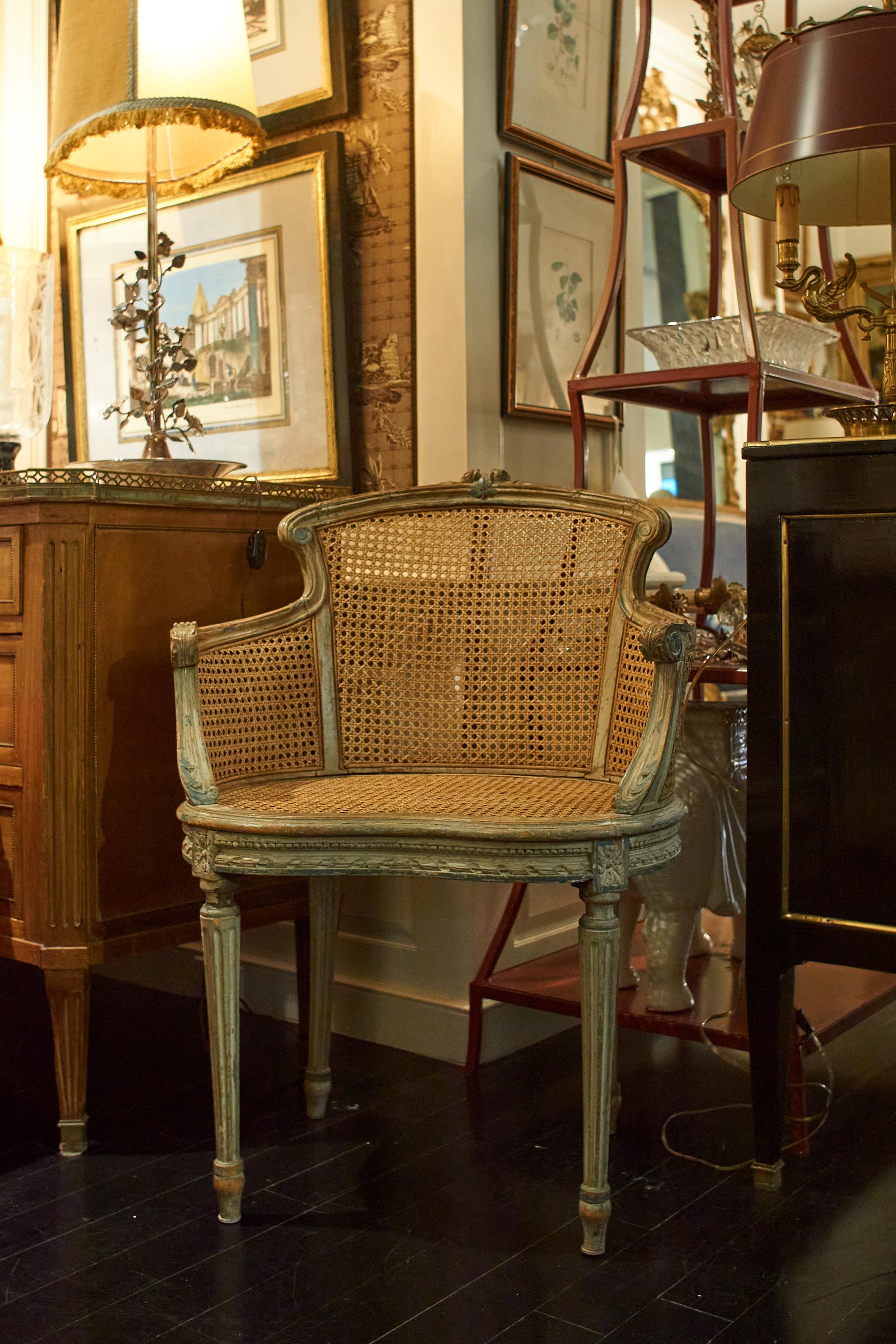 French cane back Louis XVI - directoire style desk armchair.

