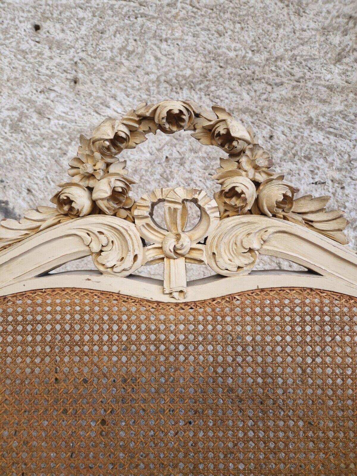 French Cane Bed Corbeille Curved Footboard Louis XVI 3