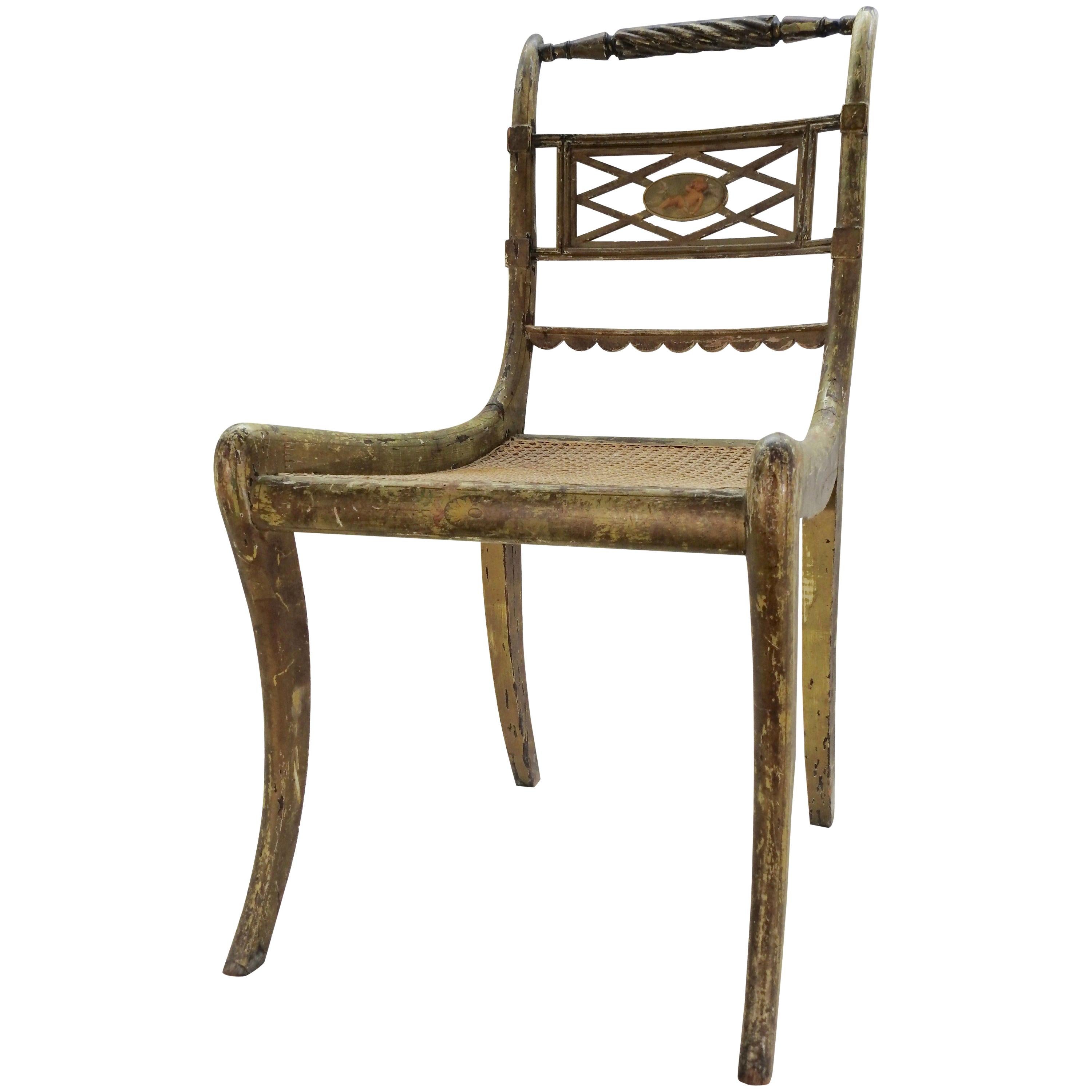 French Cane Bottom Side Chair For Sale