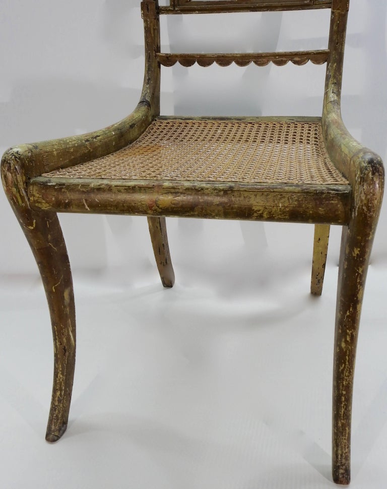 French Cane Bottom Side Chair with HandPainted Cherub For Sale at 1stdibs
