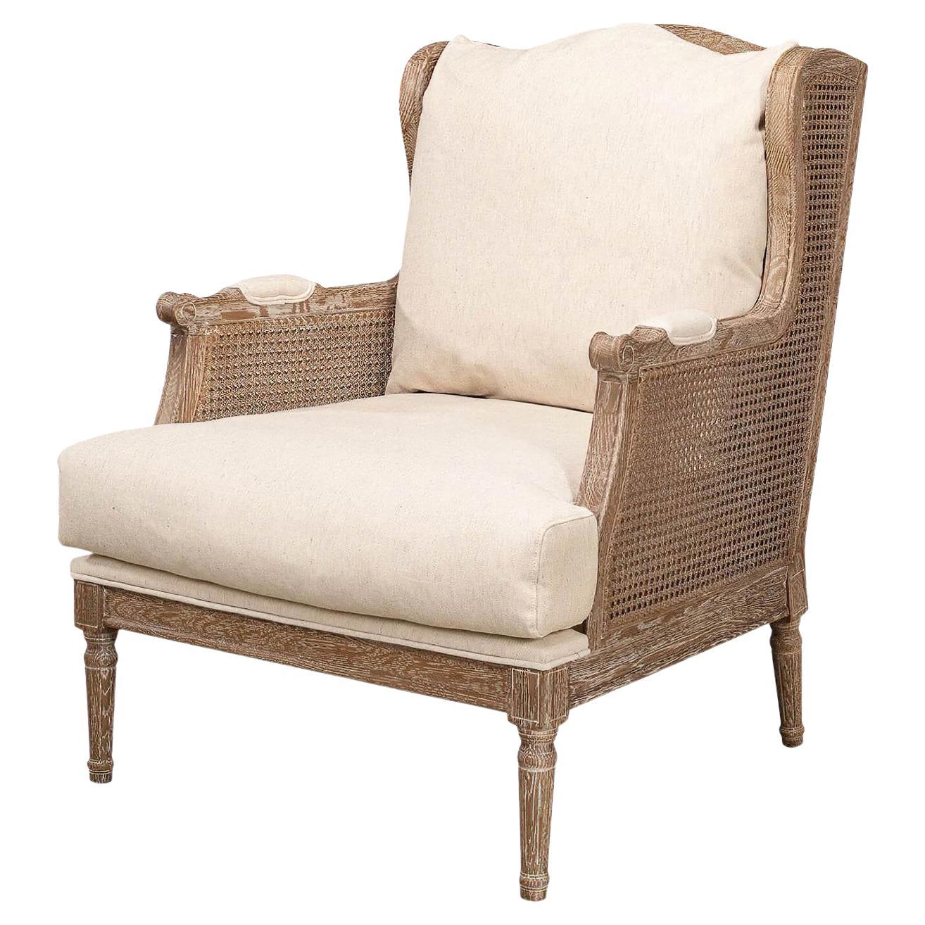 French Caned Armchair For Sale