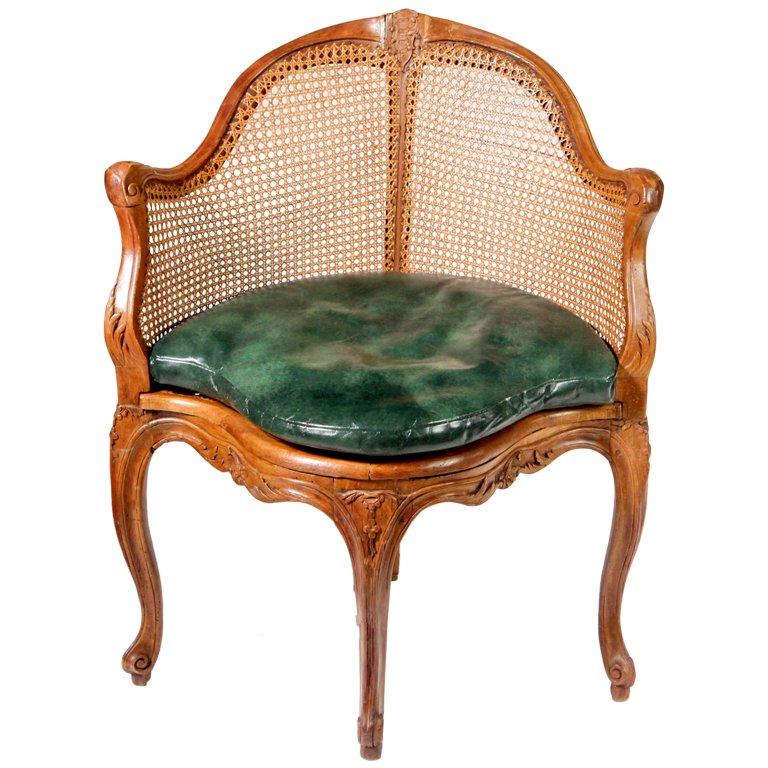 French Caned Corner Chair For Sale