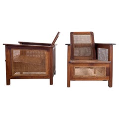 French Caned Cube Chairs