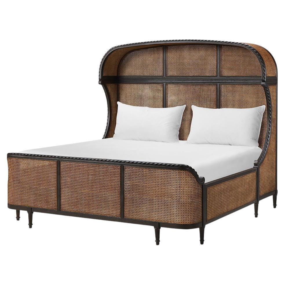 French Caned King Bed For Sale