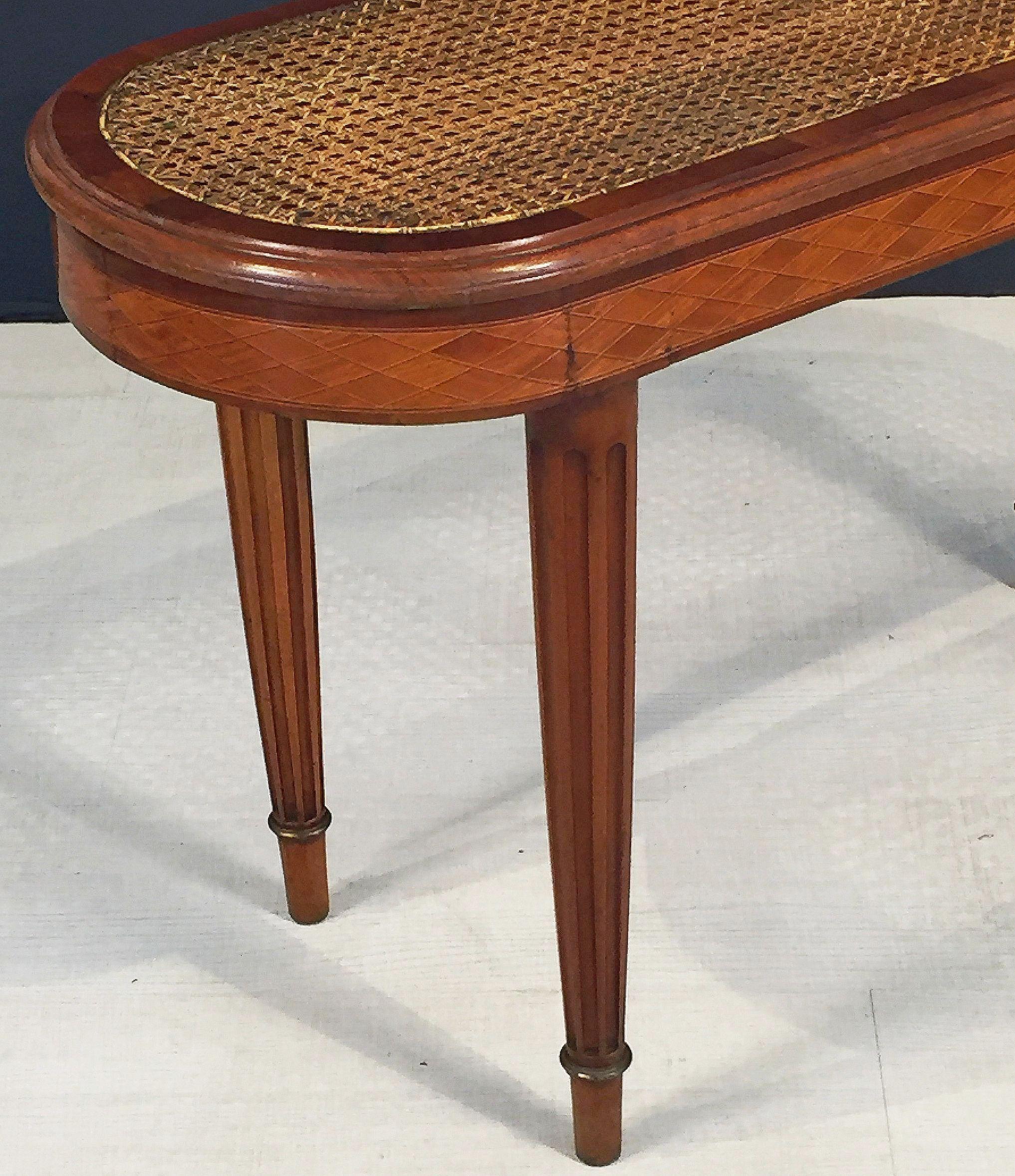 French Caned Oval Bench or Seat of Mahogany 1