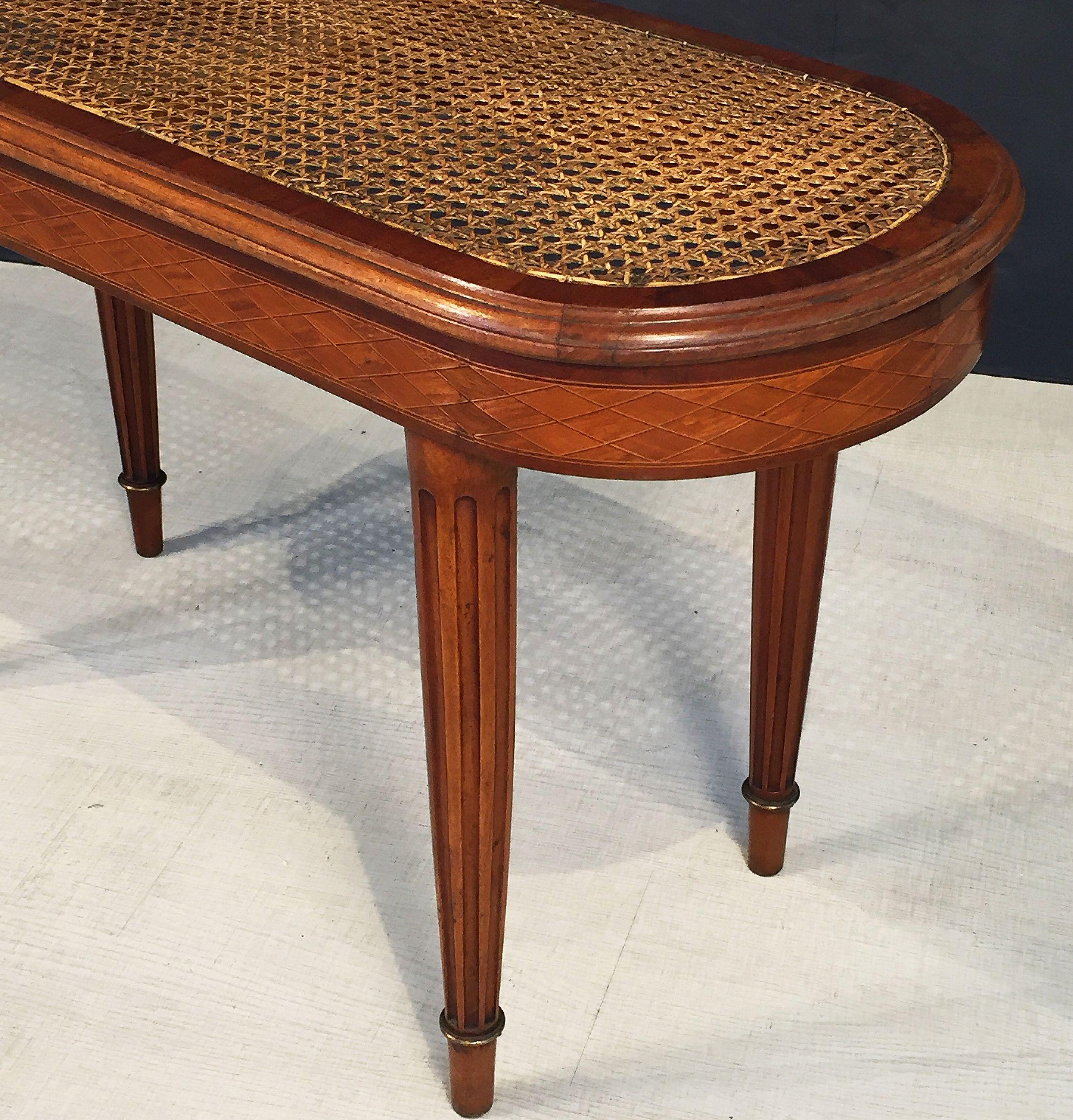 French Caned Oval Bench or Seat of Mahogany 2