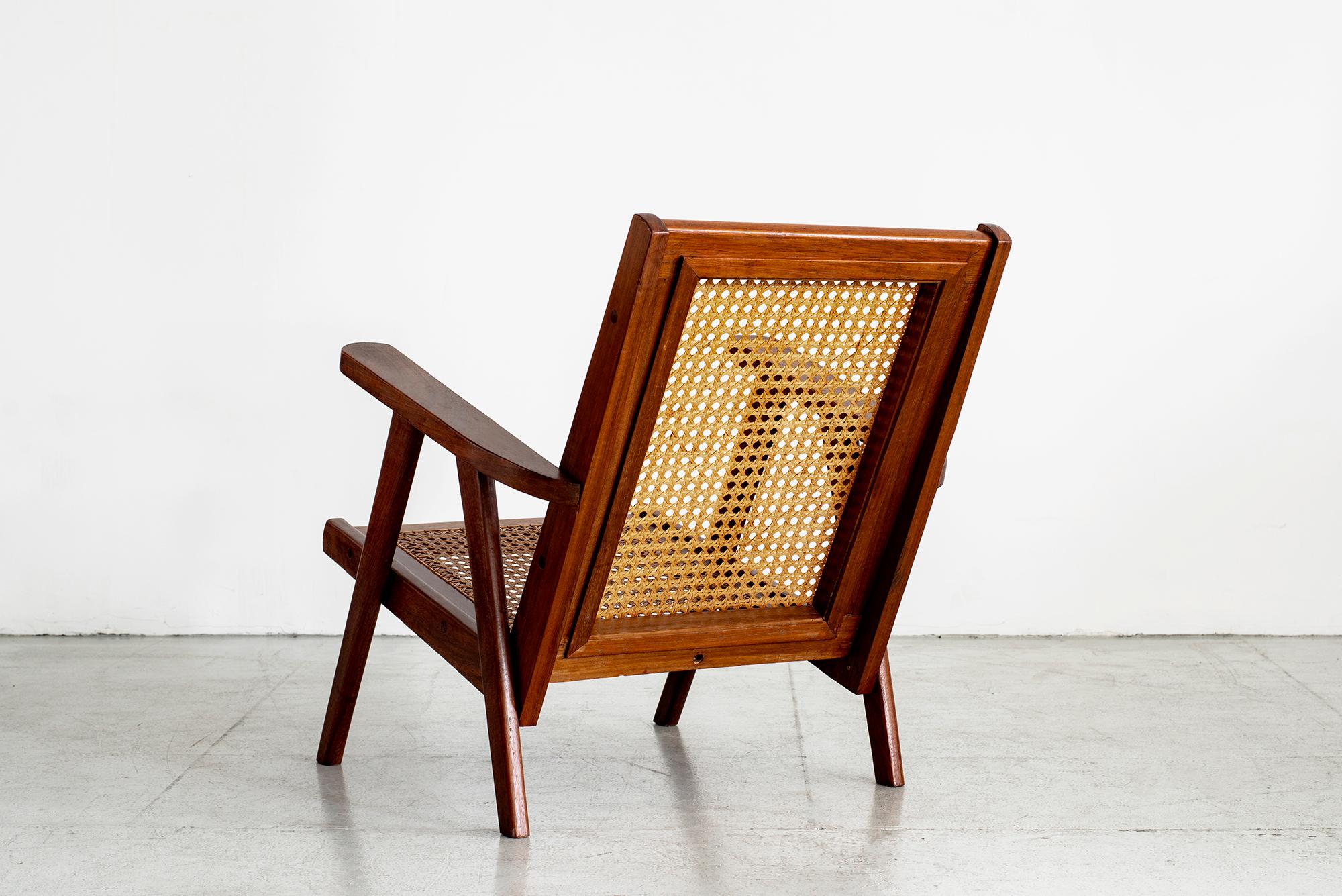 French Caned and Teak Armchairs 7