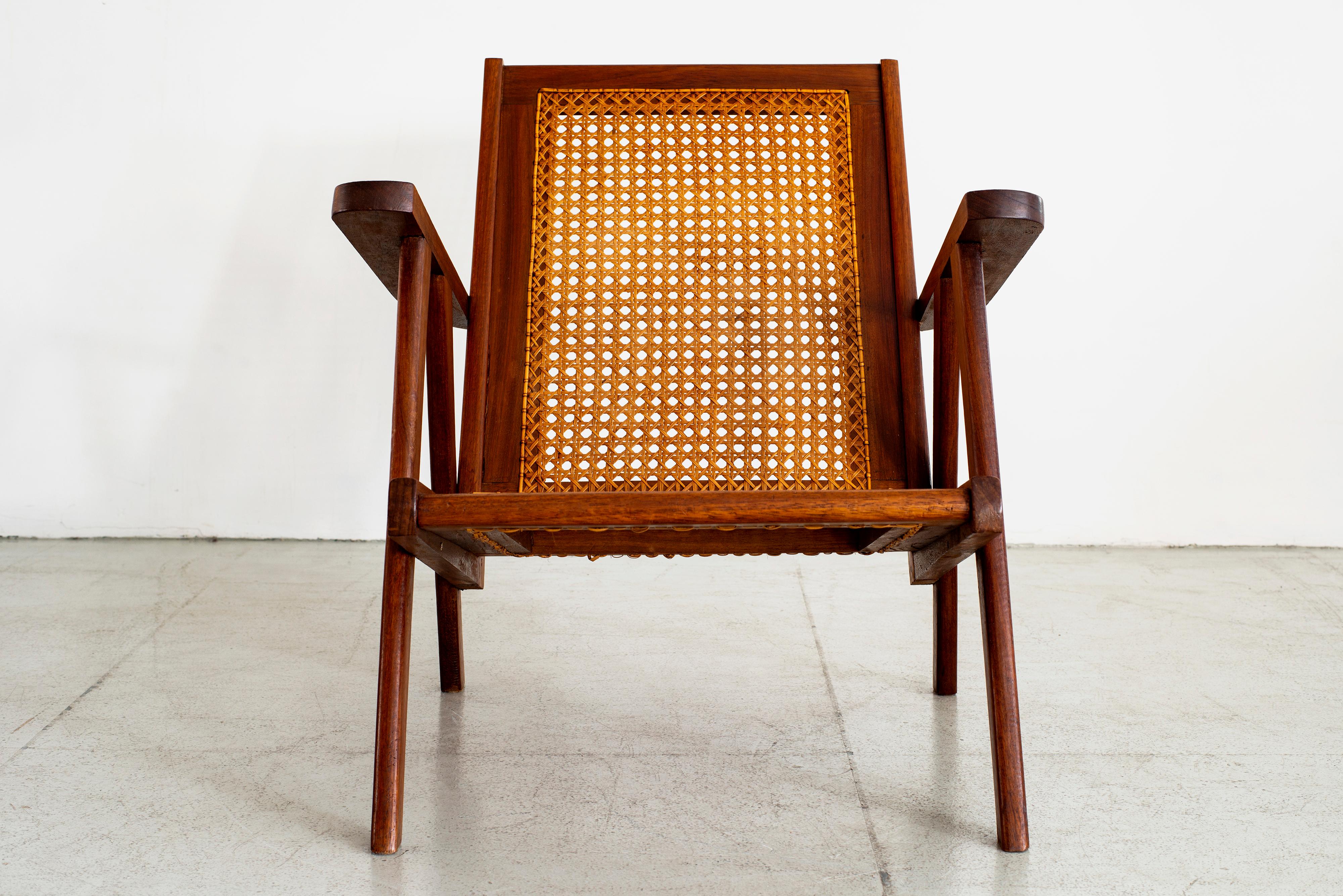 French Caned and Teak Armchairs 8