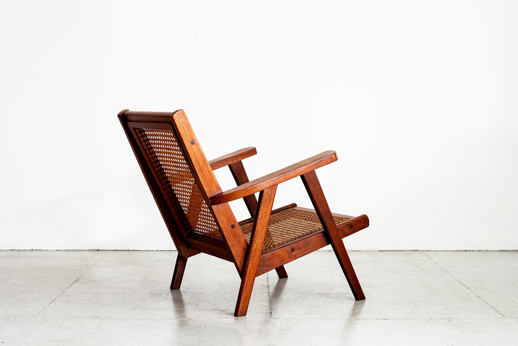 French Caned and Teak Armchairs 5