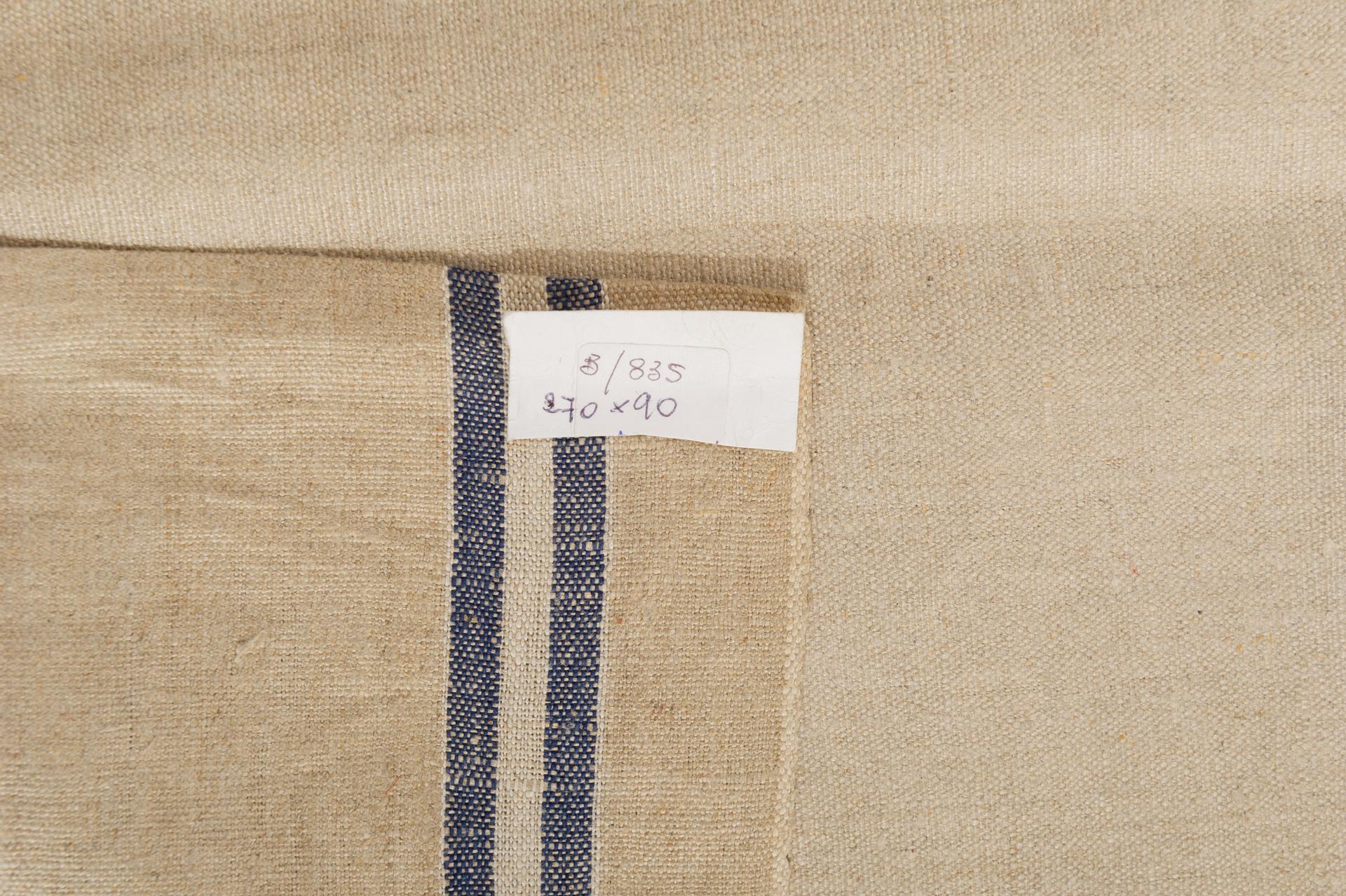 Raw French canvas with blue stripes: for everything You want to do. Perfect for the back of a sofa.