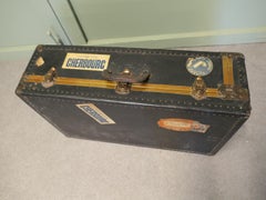 French Canvas Suit Case/Cabin Trunk, Cunard/Cherbourg