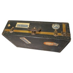 French Canvas Suit Case/Cabin Trunk, Cunard/Cherbourg