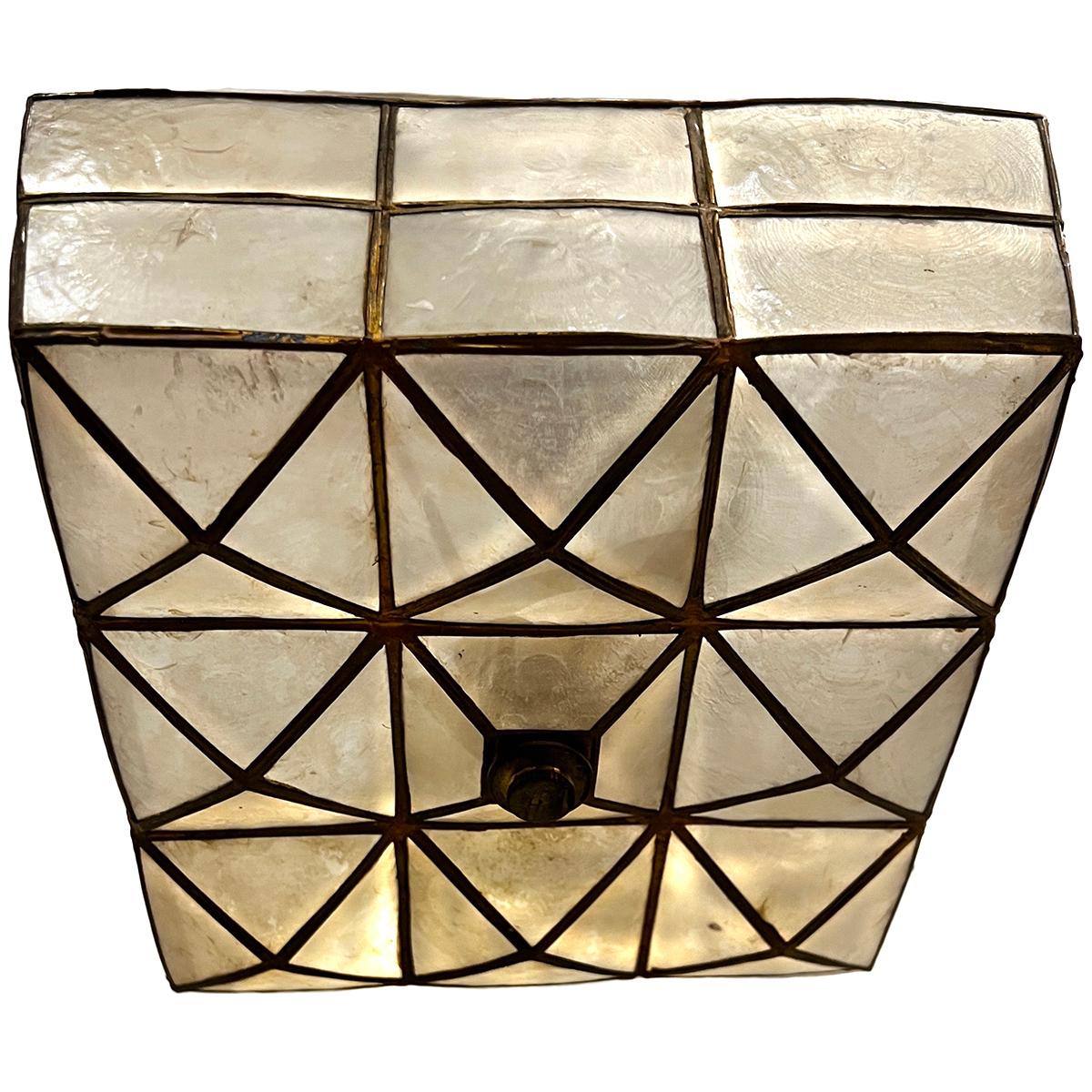 Mid-20th Century French Capiz Light Fixture For Sale