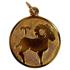 French Capricorn Zodiac 18K Gold Charm Pendant