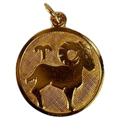 Vintage French Aries Zodiac 18K Gold Charm Pendant