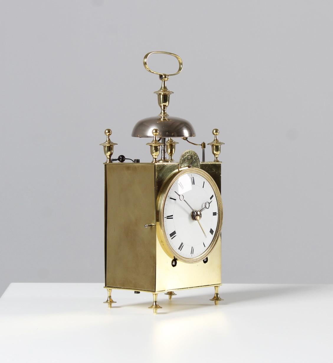 French Capucine Carriage Clock, Pendule de Voyage with Alarm, Circa 1800 In Good Condition For Sale In Greven, DE