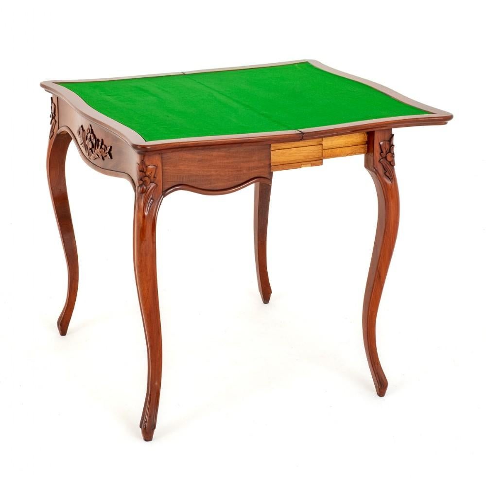 French Card Table Antique Games Mahogany 1870 In Good Condition For Sale In Potters Bar, GB